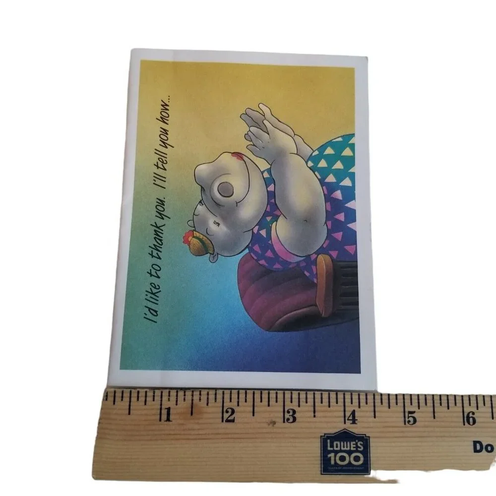 Vintage Thank You Card Pop Up Hippo Hippopotamus Hong Kong Ottenheimer Unused